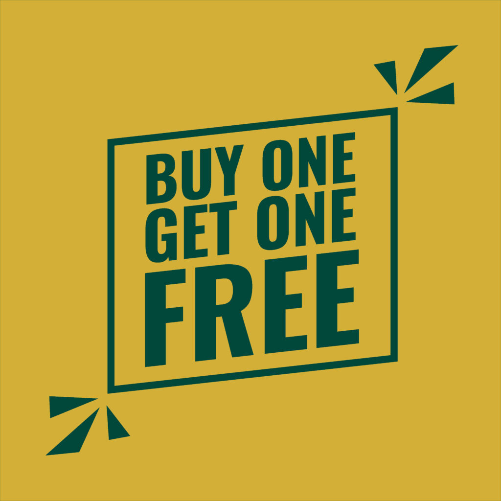 buy one get one red flat background