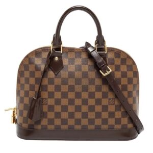 louis vuitton alma pm handbag damier ebene & smooth leather, brown