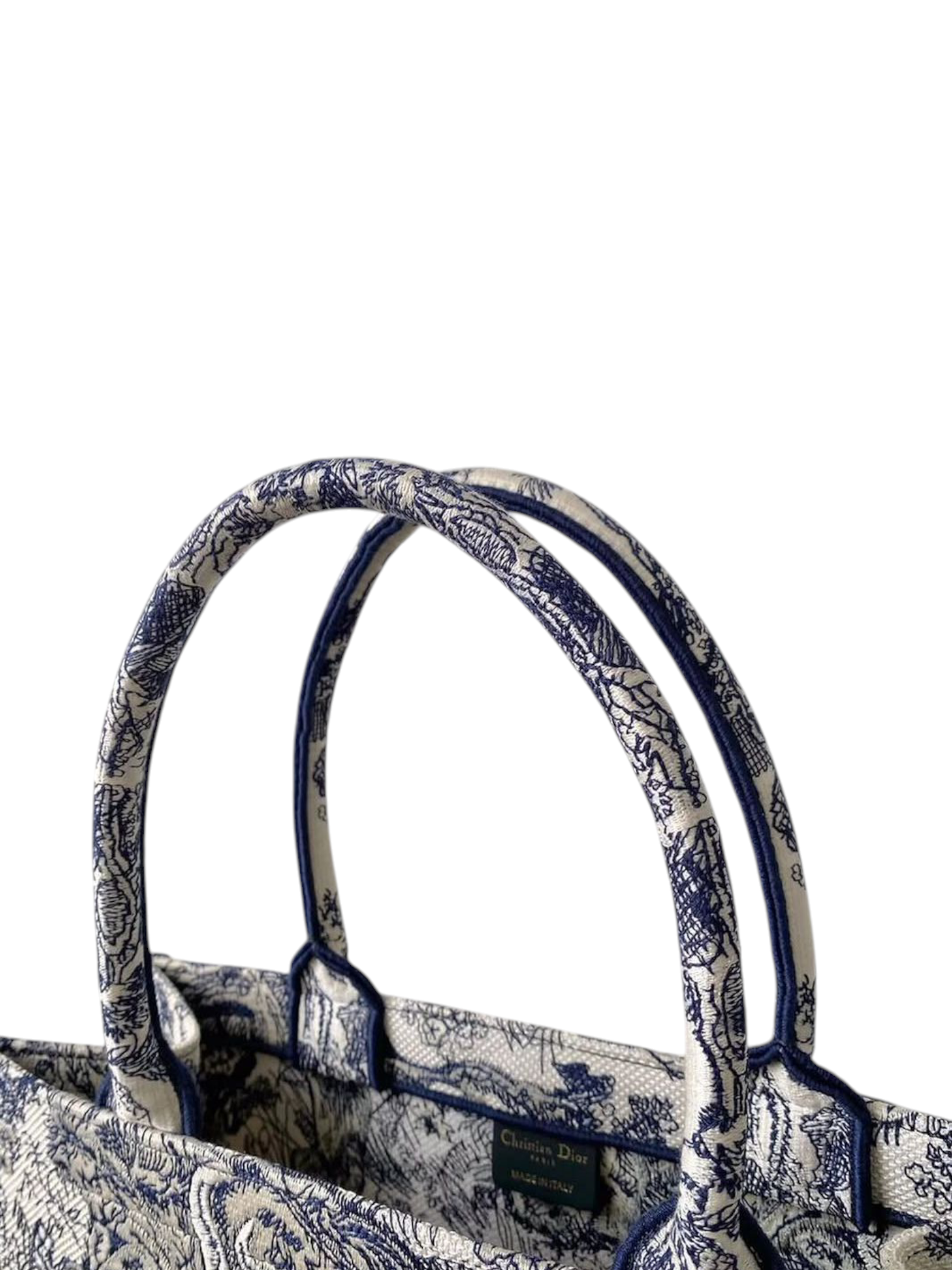 Christian Dior ,Medium Dior Book ToteEcru and Blue Toile de Jouy Embroidery - Image 5