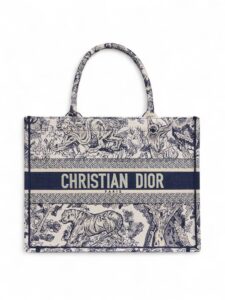 Christian Dior ,Medium Dior Book ToteEcru and Blue Toile de Jouy Embroidery