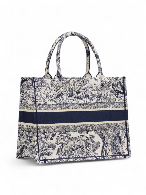 Christian Dior ,Medium Dior Book ToteEcru and Blue Toile de Jouy Embroidery - Image 4