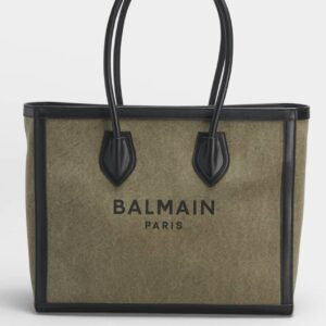 BALMAIN B Army 42 Canvas Shopper Bag With Leather panelss