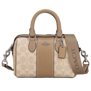 Coach Rowan Satchel Bag In Signature Canvas With Painter Teddy Bear Charm