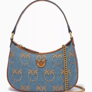 Pinko Mini Love Bag Half Moon Denim