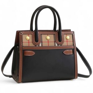 Burberry Two Handle Title Bag in Vintage Check & Leather