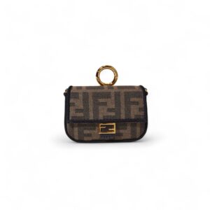 FENDI Nano Baguette Brown FF jacquard fabric