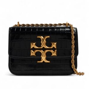 Tory Burch Black Croc Embossed Eleanor