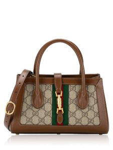 Gucci GG Supreme Web Jackie 1961 Small Tote Beige Ebony Brown Sugar