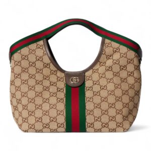 Gucci Giglio small tote bag beige and brown GG canvas