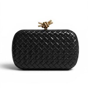 Bottega veneta Handwoven Leather Knot Clutch on chain