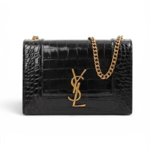 Saint Laurent Sunset Chain Bag Croc embossed