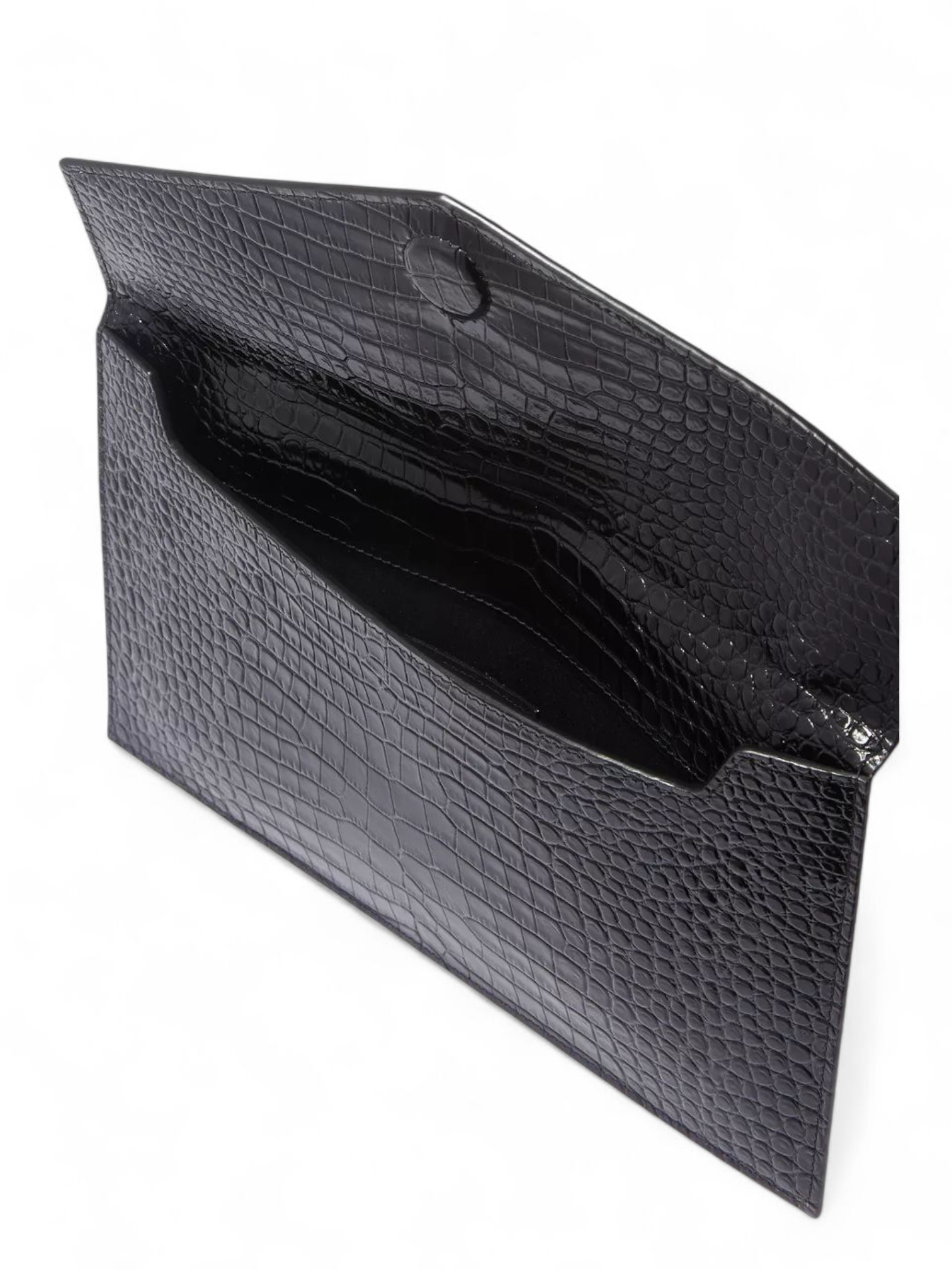 SAINT LAURENT CROC EMBOSSED LEATHER ClUTCH POUCH - Image 5