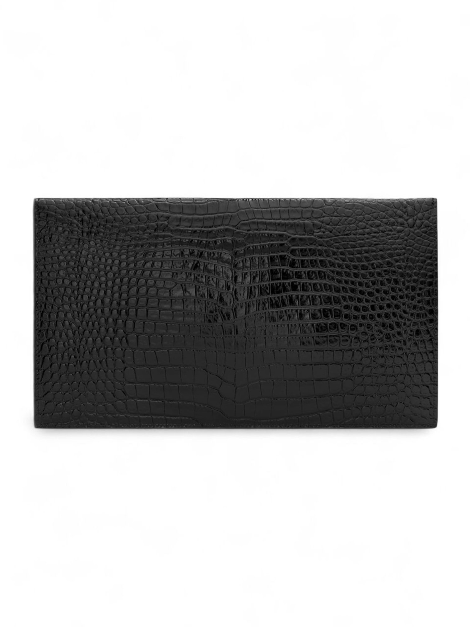 SAINT LAURENT CROC EMBOSSED LEATHER ClUTCH POUCH - Image 2