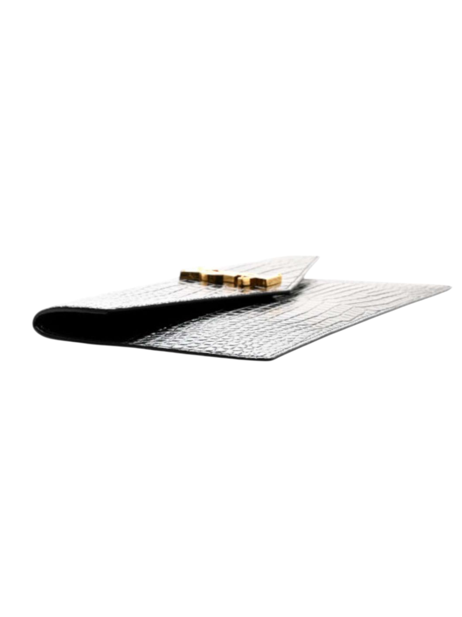 SAINT LAURENT CROC EMBOSSED LEATHER ClUTCH POUCH - Image 4