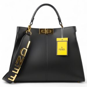 FENDI Black Leather Large X Lite Peekaboo Bag