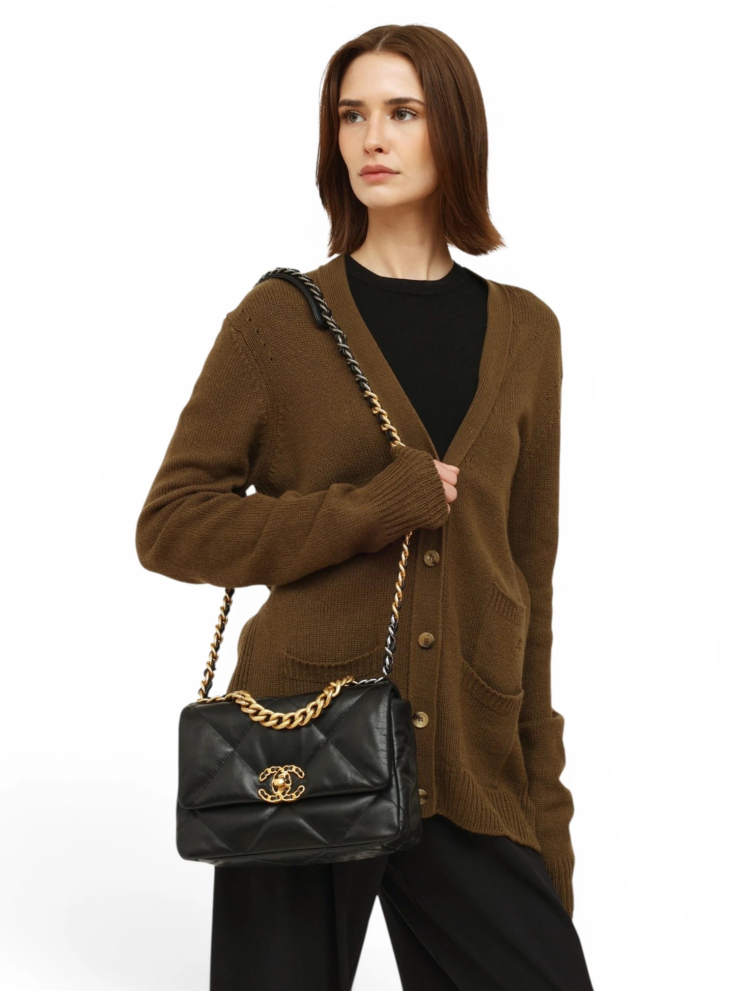 Chanel Goatskin Quilted Medium Chanel 19 Flap - Image 7