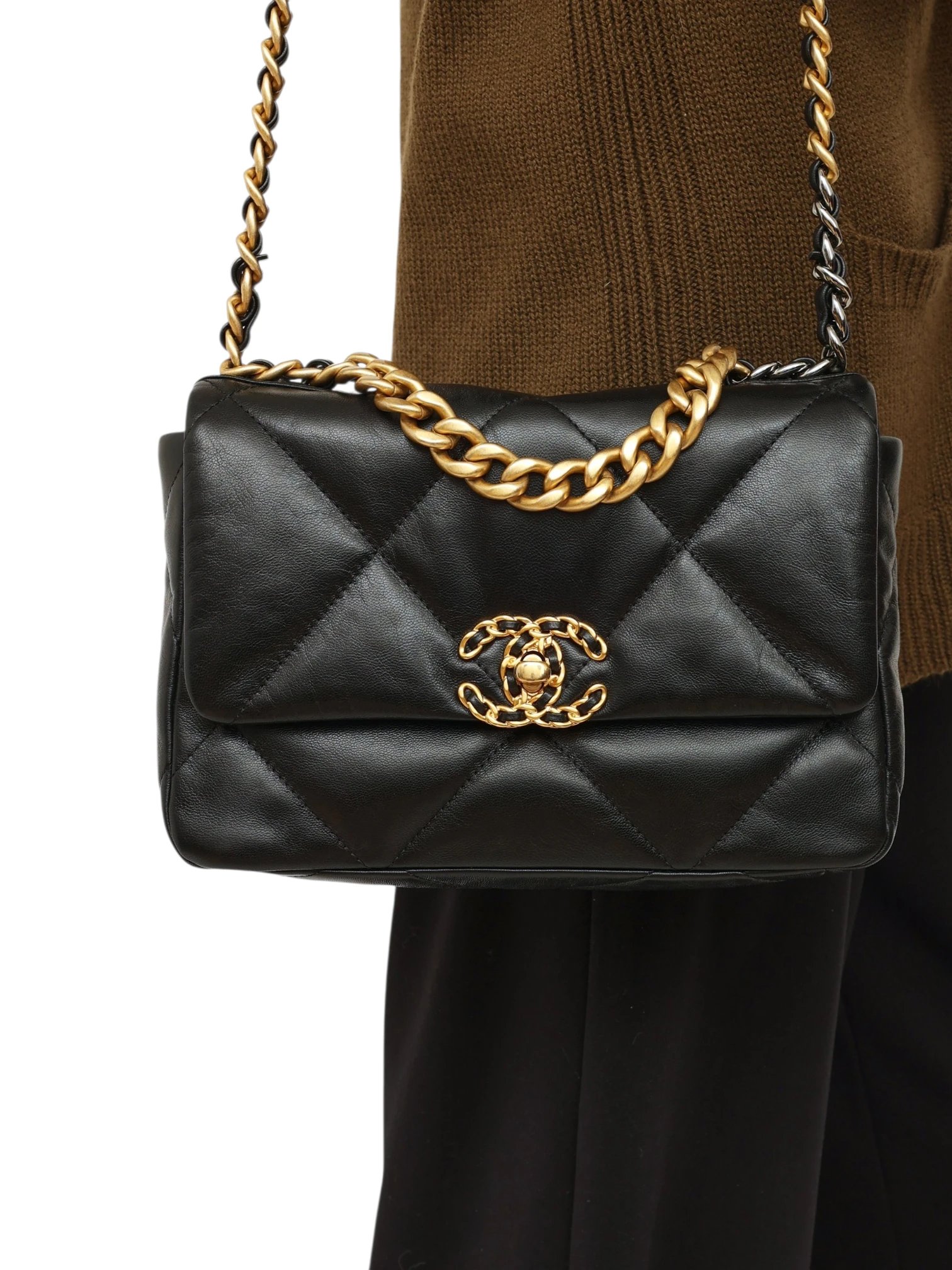Chanel Goatskin Quilted Medium Chanel 19 Flap - Image 6